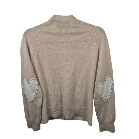 Kerri Rosenthal Sweater Womens S Beige Cashmere Cardigan Heart Luxury Minimalist - Picture 2 of 7